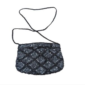 La Regale Vintage Elegant Black Sequin Women's Bag Clutch Purse